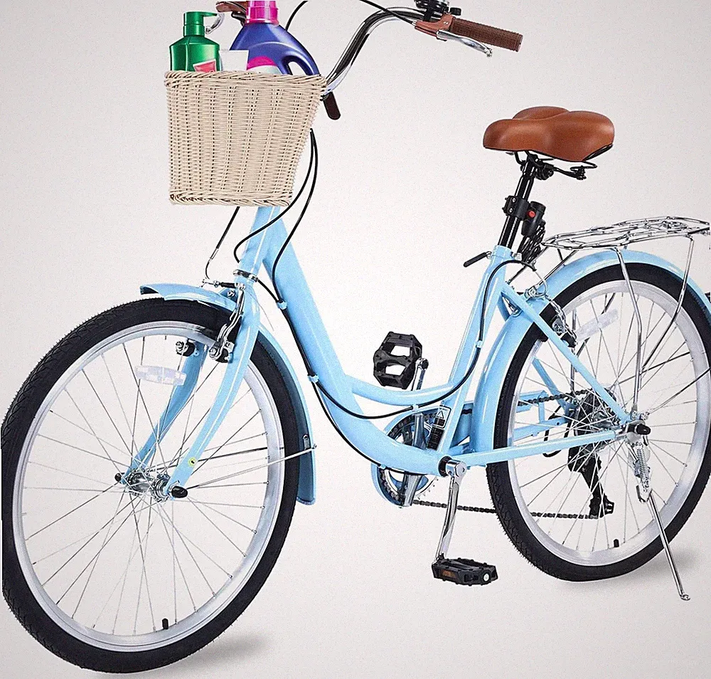 Beach Cruiser Bike 24 inch Commuter Bicycle 7-Speed for Women Ladies